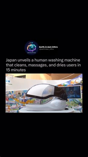 Earth.in.Last.24hrs on Instagram: "Japan is eliminating the traditional shower. 🤯 This is the “Human Washing Machine of the Future,” which cleans, massages, and dries you using AI-powered jets and micro-bubbles in just 15 minutes. This technology, perfected by Science Co., is straight out of a sci-fi movie and redefines personal hygiene. Would you try it? . . . . . . . . #japantech #futuristictech #innovation"