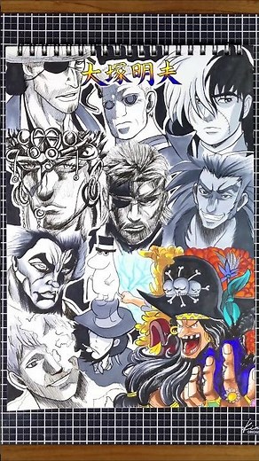 I tried drawing 10 characters voiced by Akio Otsuka in one go! ⚫️🫨#drawing #drawingchallenge #one...