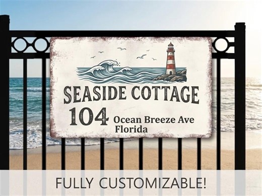 Beach House Address Metal Sign, Seaside Cottage Sign, Custom Coastal Plaque, Ocean Decor Gift Florida Style - Etsy