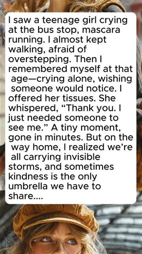 I saw a teenage girl crying at the bus stop, mascara running.