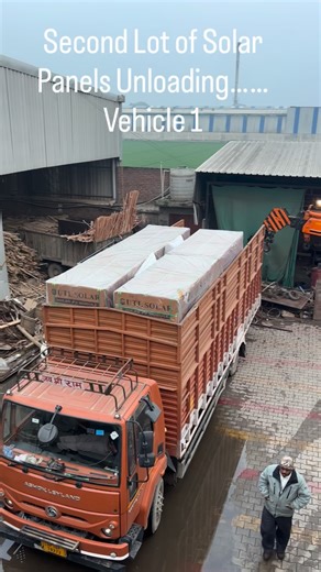 Safe unloading today, powerful generation tomorrow.#SolarEnergy #PanelUnloading #CraneWork #SolarInstallation #CleanEnergy RooftopSolar SolarIndia | Chhawdi Skysolutions LLP