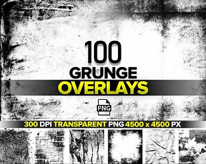 100 Grunge Texture Overlays, Distressed Rough Textures, Grunge Pattern PNG, Vintage Grunge - Etsy