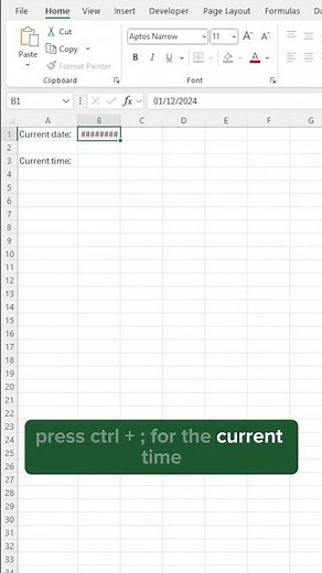 Quickly Add Current Date and Time in Excel with These Easy Shortcuts! #excel #shorts