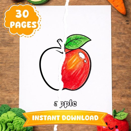 Fruits Vegetables Coloring Pages for Kids | Bold Food Learning Activity (PDF Download) - Etsy