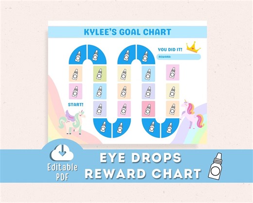 Eye Drop Reward Chart, Lazy Eye Amblyopia Strabismus, Atropine Eyedrops Goal Chart Editable Printable, Rainbow Reward Poster - Etsy