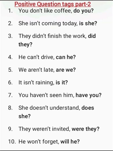 some positive question tags part-2 #vocabs #spokenenglish #englishlanguage #englishlearning