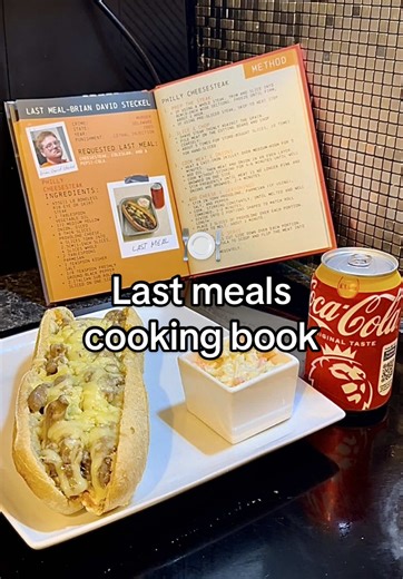 Last meals for inmates in a cookbook? This is so cool and the recipes are so good! I have tried posting this many times but it have been sold out as soon as it gets in stock again. This one is something you don’t wanna miss out on. #cookbook #tiktokmademebuyit #giftidea #recipebook #recipes