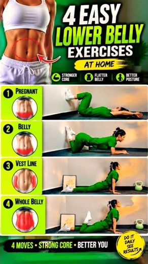 Flatten Your Lower Belly with These 4 Simple Core Exercises #shorts