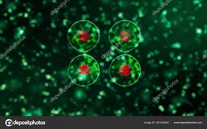Abstract 3d model of coronavirus 2019-nCoV pathogen cells in infected blood shown as azure colored spherical microorganisms moving on a black background. Animated 3d rendering close up 4K video.