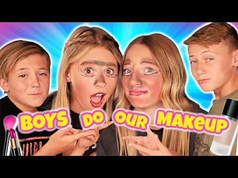 Boys Do Our Makeup! Yikes! Crazy Makeup Tutorial!