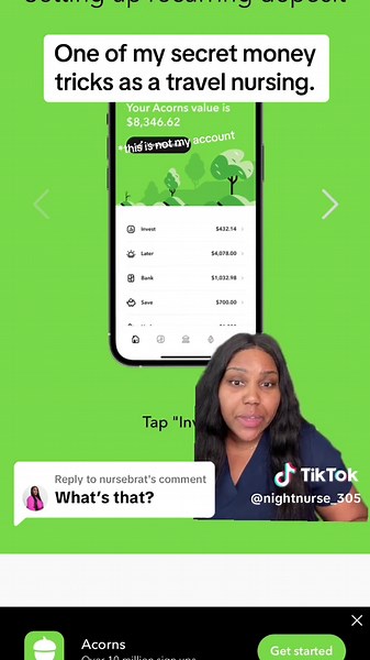 Replying to @nursebrat #greenscreen Acorns is an app designed specifically for novice investors looking to get their feet wet in the stock market. It offers access to its robo-advisor platform, tax-advantaged IRAs for retirement, plus a checking account. Its main micro-investing feature allows budding investors to start small by investing the spare change from their everyday purchases. For example, when you purchase a coffee for $3.75, Acorns rounds up to the nearest dollar and invests the spare