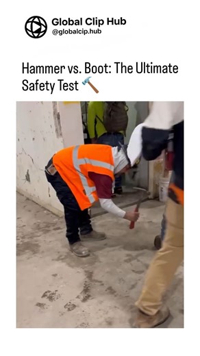 Global CLIP HUB on Instagram: "Steel-toe boots aren't just for show—they are the only thing standing between your toes and a serious injury. In this clip, a supervisor proves the point by taking a hammer directly to the boot. It looks intense, but that reinforced cap is engineered to absorb the impact and prevent crushed bones from falling tools or heavy materials. Safety gear isn't just about following rules; it's about walking away from the job site in one piece. (Via: .el.potro.1512/TikTok) D