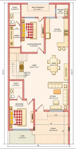🏡 72'×30' Dream Home Design Smart Layout Spacious Rooms Modern Architecture Family-Friendly Design