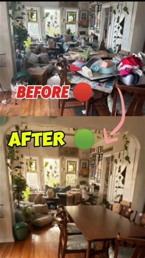 Messy House to Beautiful Home 😱 #beforeafter #cleaning