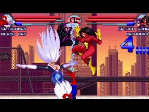 Spiderman & Black Cat vs Spider Woman & Catwoman