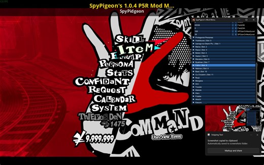 SpyPigeon's 1.0.4 P5R Mod Menu (WIP) Work In Progress for Persona 5 Royal (PC) | P5R (PC) Works In Progress