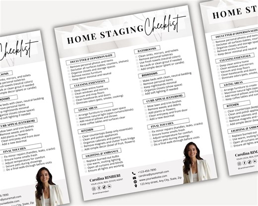 Home Staging Checklist | Realtor Marketing Printable | Real Estate Agent | Canva Template - Etsy