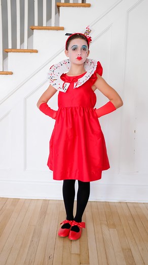 20 comments | DIY Queen of Hearts ♥️ ♥️ This was a favorite costume I made years ago but with Alex’s love of doing makeup (she did this  on her own) & this @bellablissclothing red dress… we had to recreate it! More details & diy directions of the blog! #chirpingdiycostumes | The Chirping Moms | Facebook