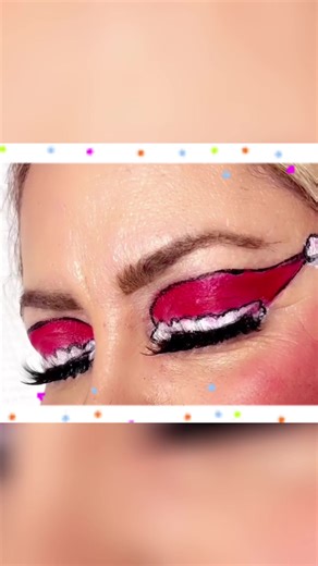 Santa Hat Eye Makeup Look for Christmas
