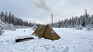 Tent Inside Tent Solo Winter Camping in Deep Snow - Wood Stove, Hot Tent. #SoloCamping #BuildingSurvivalShelter #CampingChallenge | Amber Felicity