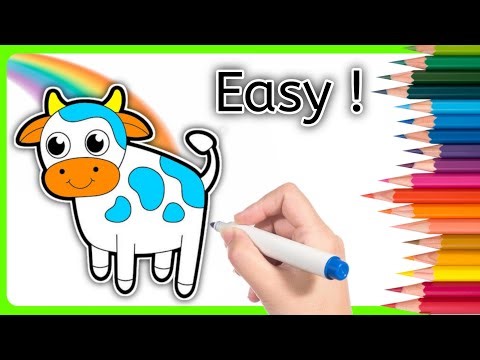 How to Draw a Cow SIMPLE & EASY Drawing & Coloring For Kids