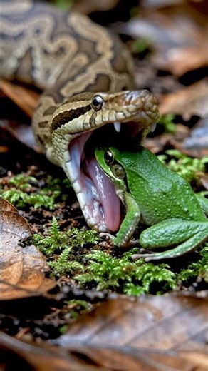 Python VS Frog! Swallowed Alive! #wildlife #thereandbackshow #adventure