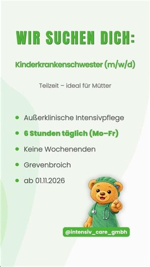Teilzeitstelle in der Kinderintensivpflege 👩‍⚕️ #außerklinischeintensivpflege