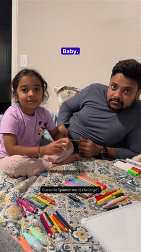Arpitha Kowtal on Instagram: "Another round of Spanish words challenge ! #spanish #learnspanish #kids #kidsentertainment #funny #meme #comedy #entertainment #telugukidsoninsta #funniest #dadanddaugther #memesdaily #memeoftheday #trending #family"