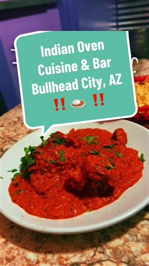 This is IMPORTANT if you’re eating at Indian Oven Cuisine & Bar in Bullhead City, Arizona 👀🔥 The move here is ordering off the traditional menu, not just the buffet. We tried the butter chicken entrée with garlic naan and we’re not exaggerating — this is the best butter chicken we’ve ever had. Rich. Creamy. Perfectly spiced. 10/10. Highly recommend. If you’re looking for authentic Indian food in Bullhead City, this is the order that puts this place on the map. #TheDigitalChef #IndianFood #bull