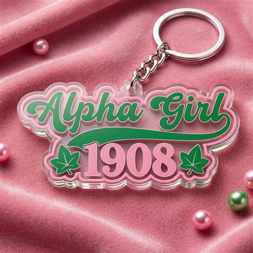 Alpha Kappa Alpha AKA Keychain, Pink Green Sorority Acrylic Keychain, 1908 Ivy Leaf Nurse Week Gift, Greek Life Custom Name Keyring - Etsy