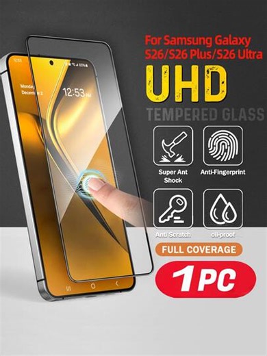 Tempered Glass Screen Protector 1pc Galaxy S26 Ultra/S26/S26+/S25 Ultra [6.9 Inch]/S21/S22/S23+/S24 Ultra/S25 FE/S24 FE High Definition Tempered Glass Screen Protector, Supports Fingerprint Unlock, 9H Hardness, Anti-Scratch, Full Screen Protection, Suitable For Fingerprint Unlock Function, Anti-Shock And Anti-Fingerprint, Essential Mobile Phone Accessory For Daily Use Easter Gift Birthday Party | SHEIN