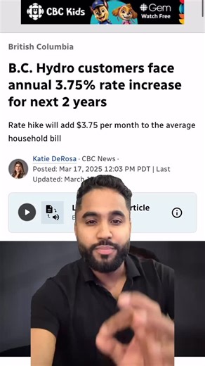 3.75 percent. That’s how much BC Hydro is raising your bill in 2026. And remember, we already had an increase back in April 2025. These “small” bumps add up fast. But here’s the good news: you can protect yourself. Putting money into making your home more energy-efficient pays off long-term. Simple upgrades like better insulation, a heat pump, and solar panels cut your monthly bills and increase your home’s value. On average, homes with solar sell for 3–4% more than similar homes without it. So…