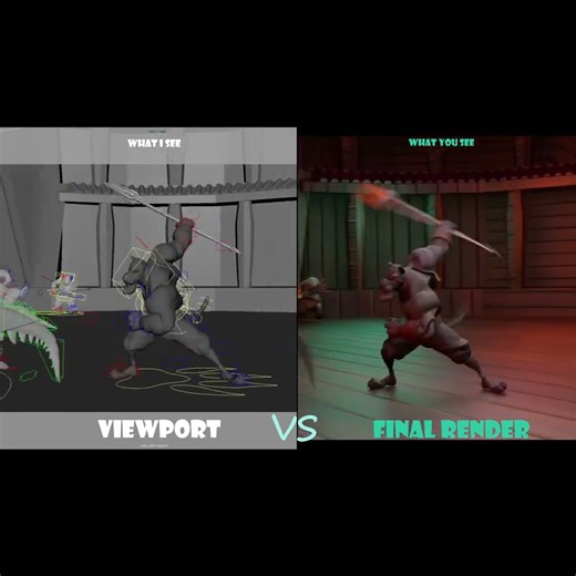 3D Fighting Animation Viewport vs Final Render | 3D Fighting Animation Breakdown