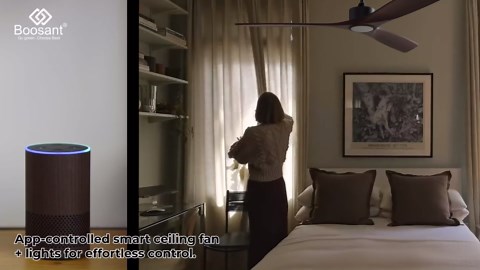 52"Smart Ceiling Fan with Lights,Outdoor Ceiling Fan Work with Alexa/Gg/App/Remote,3-Color Light Dimmable 6-Speed Quiet Reversible for Patio Porch Bedroom,Black