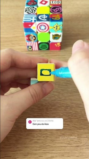 Drawing Ikea logo on the Rubik's Cube#drawing #diy #art #rubikscube #ikea #trending