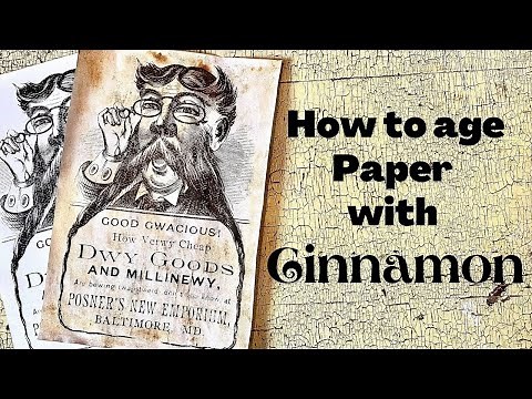 How to age PAPER with CINNAMON / Create Antique Vintage looking paper / Easy DIY