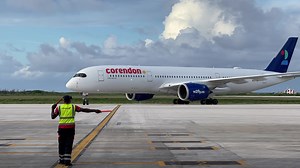 ✈️ As the first flight touches down with a magnificent water salute, the 𝗖𝗨𝗥 sky embraces Corendon Airlines with open arms! 🛬💙 Welcome to a new chapter in our aviation history, filled with limitless horizons and unforgettable experiences. 🎉🌍 | Curaçao International Airport