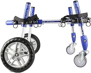 Walkin' Wheels Full-Support 4-Wheel Dog Wheelchair - Adjustable, All-Terrain Lightweight Wheelchair for Small Dogs 15-25 lbs, with 12 inches Leg Height