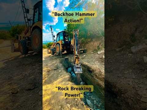 Backhoe with Hydraulic Breaker | Rock Breaking on Site