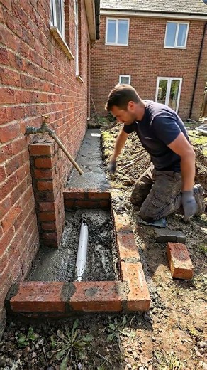 I Built a BRICK Drainage Basin to Fix My Muddy Yard! 🧱💧