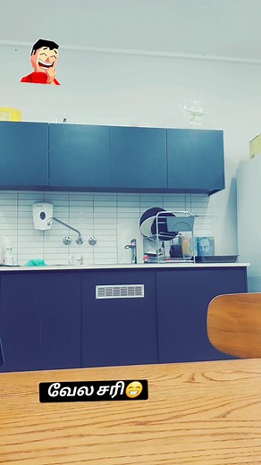Fun Kitchen Dance Routine in a Stylish Blue Cabinet Space