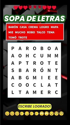 😺Sopa de Letras con Palabras Ocultas para Desafiar tu Mente😀#sopadeletras #juegomental 🧡♥️‼️