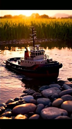 Golden Hour RC Tugboat Adventure 🚤 Serene Sunset Sailing!