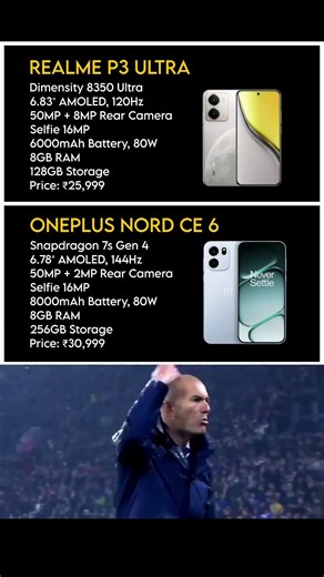 ONEPLUS NORD CE 6 vs REALME P3 ULTRA #ytshorts #techshorts