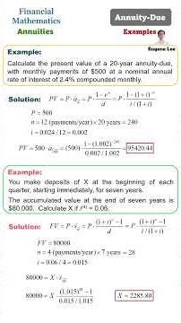 Annuities: 04 Annuity Due - Examples