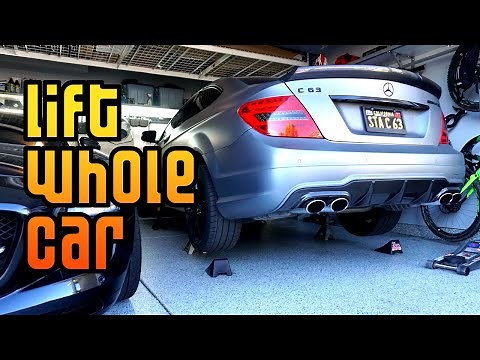 How to Lift a Mercedes W204 C Class at Home! (4 Wheels Off the Ground!)