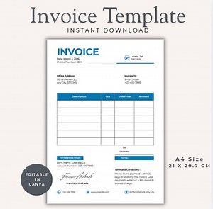 Invoice Template Digital Download | Editable Invoice | | Canva PDF | Small Business Invoice Template | Minimalist Printable Instant Download - Etsy Canada