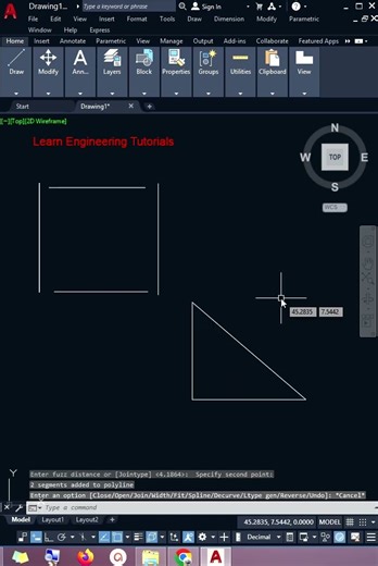 How to connect an unclose line with PEDIT and FILLET command......#shorts #autocad #design