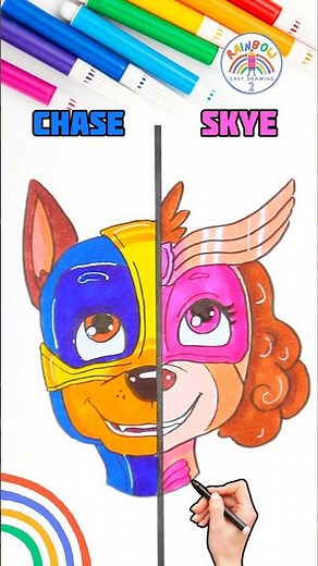 Draw PAW Patrol Simple | Easy Mighty Pups Tutorial 🌈🐶 #pawpatrol #drawing #shorts #forkids