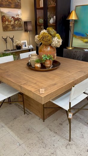 Stunning 60” square dining table just arrived! Solid reclaimed pine and alder wood! You have to see it in person! #riversidefranklin #furniture #squaretable #diningtable #unique #franklintn #franklin #shoplocal #downtownfranklin #supportsmallbusiness #interiordesign | Riverside Franklin